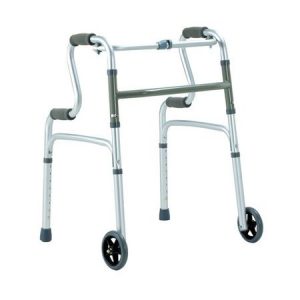 Cadru de mers pliabil cu dublu sprijin si roti