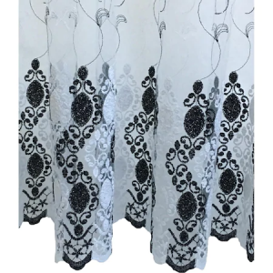 Perdea Alba cu Broderie Neagra 400x245cm cu Rejansa by Liz Line - RD264